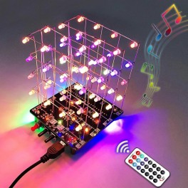 3D LED Cube Kit: 4x4x4 RGB with Remote and Music