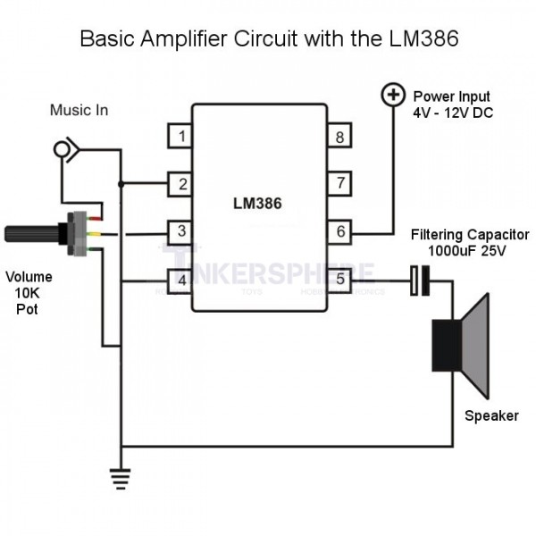  1 75 LM386  Low Voltage Audio  Amplifier  Tinkersphere