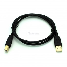 Gold Plated 3ft USB A to B Cable (Arduino USB Cable) 2.0 A Male to B Male 28/24awg