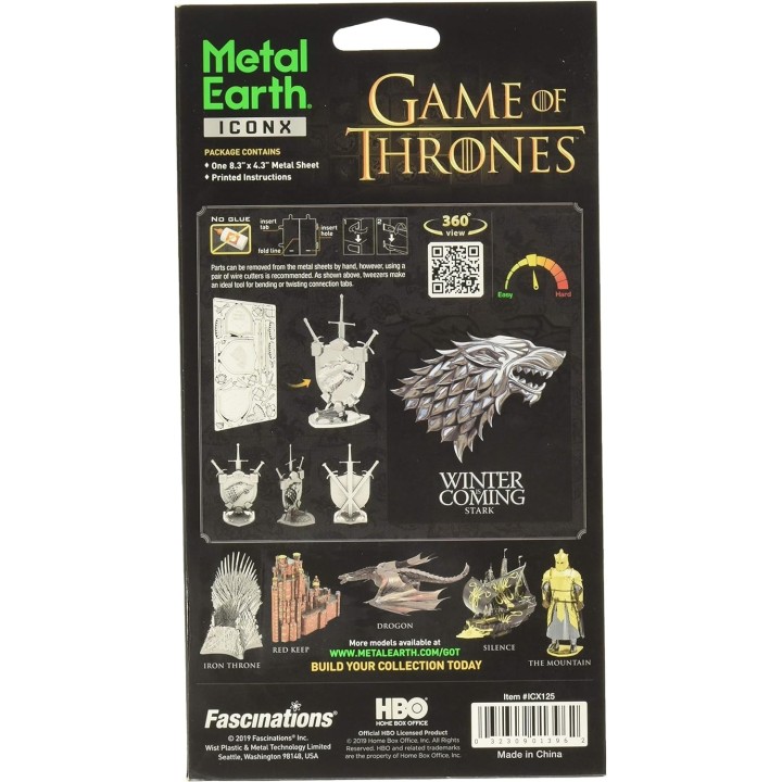 ICONX Game of Thrones House Stark Sigil 3D Laser Cut Steel Model Kit