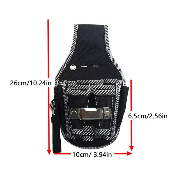 Organizer Tool Pouch | 9 Loops for Tool Organization | Heavy-Duty Metal Belt Clip Attachment