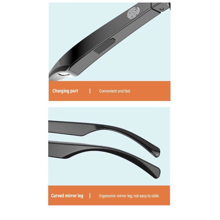 Bluetooth Smart Sunglasses with Touch Sensor Button and Built-In Speakers Microphone