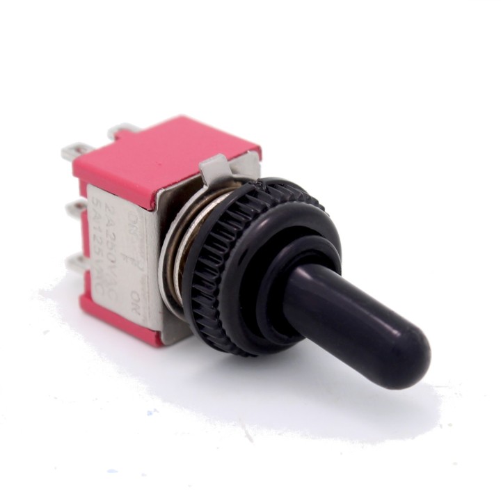Metal Toggle Switch with Rubber Topped Cap: DPDT