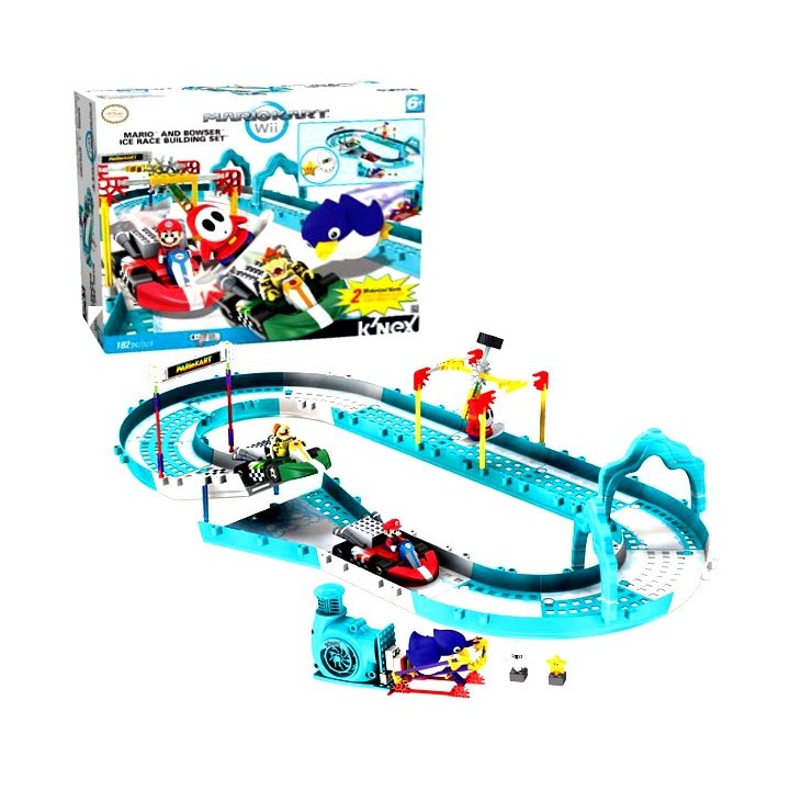 Mario Kart Ice Race Building Set Toy with Mario & Bowser