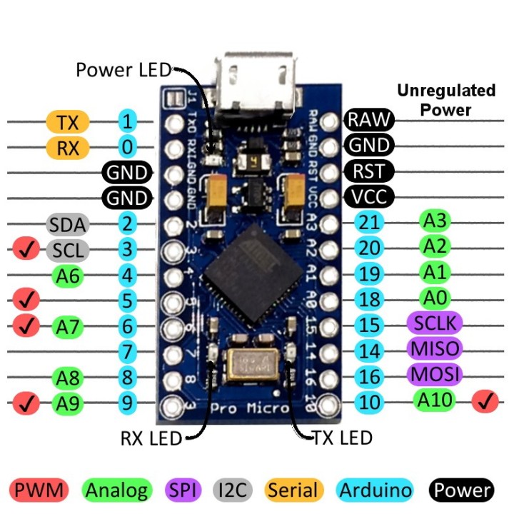 Pro Micro 5V/16MHz Arduino Compatible Atmega32U4 Breakout