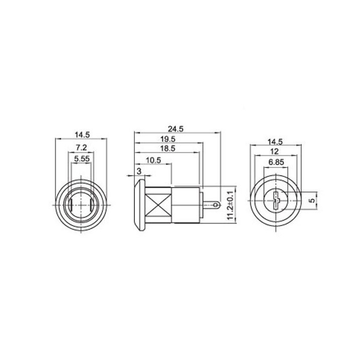 Panel Mount Key Switch with 2 Keys