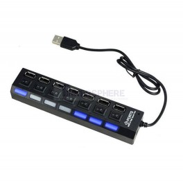 7 Port USB Hub with Individual Switches