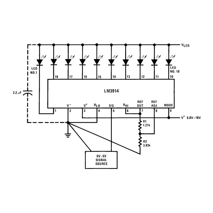 LM3914 LED Bar Dot Display Drive