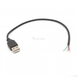 Male USB Cable with Wire Leads