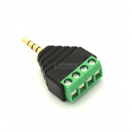 Male 1/8" (3.5mm) 4 Pole Audio Plug with Screw terminals