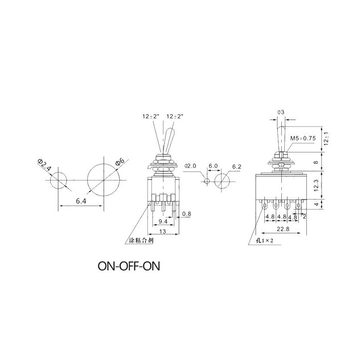 12 Pin Toggle Switch: 4PDT