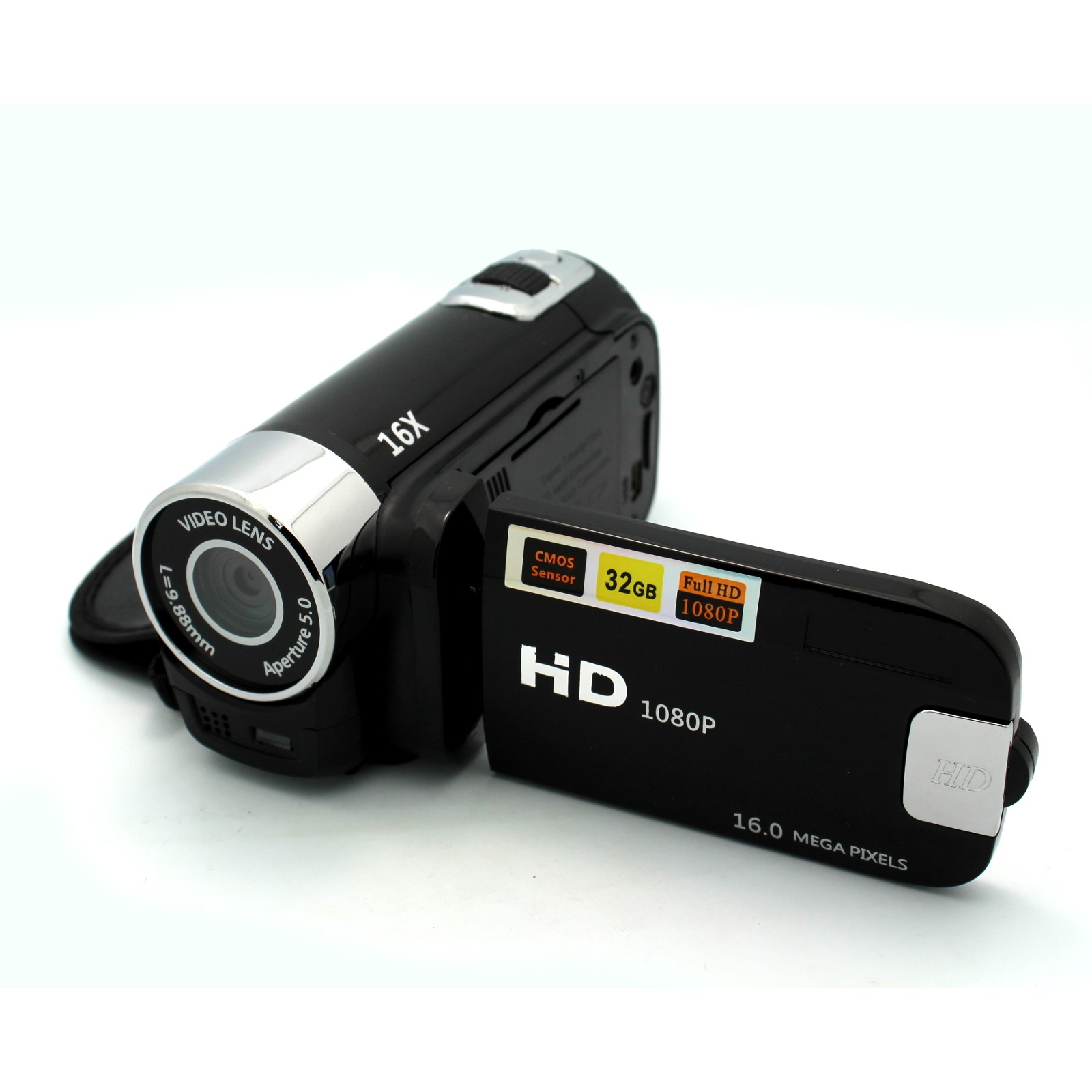 Caméra vidéo numérique Caméscope 1080P 16MP Full HD Rotation 270 ° Grand angle Enregistreur de caméra de vlogging Écran IPS 3,0 pouces Caméscopes Zoom 16X batterie au lithium NP5C intégrée