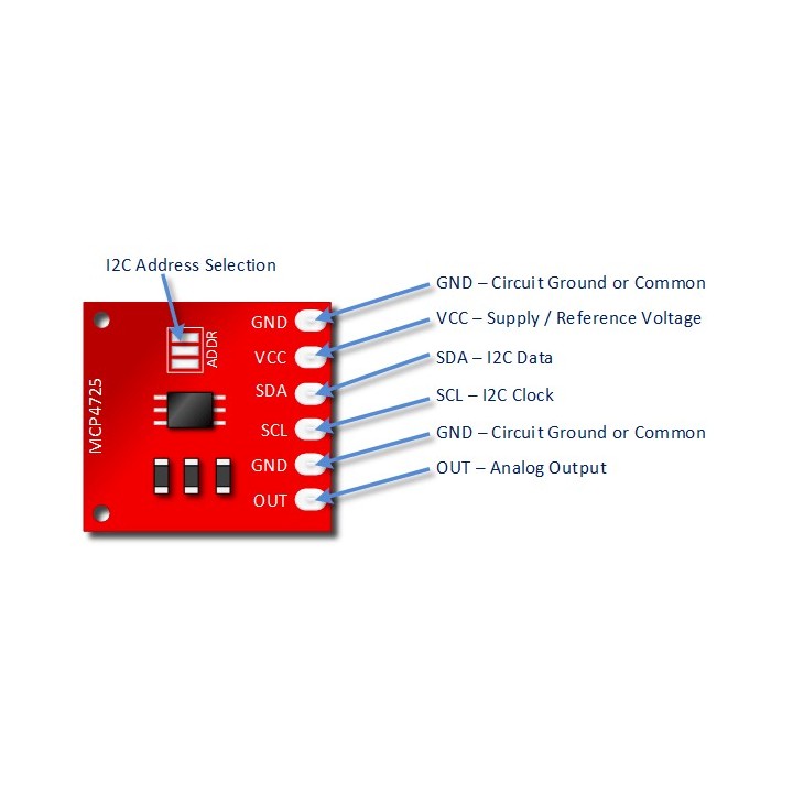 MCP4725 Breakout Board - 12-Bit DAC with I2C Interface