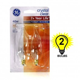 GE Crystal Clear 40 Watt CA Incandescent Candelabra Base 2-Pack