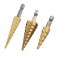 3Pcs High-Speed Steel Step Drill Bit Set, LepoHome Cone Titanium Coated Metal Hole Cutter 1/4" Hex Shank Drive Quick Change 4-1