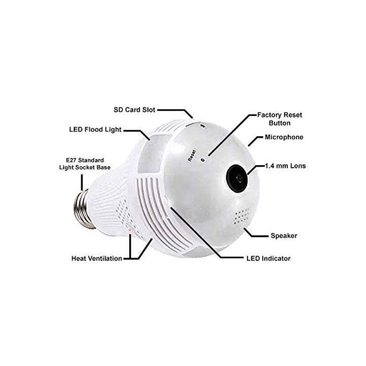 Nanny Cam Light Bulb Hidden Camera with App