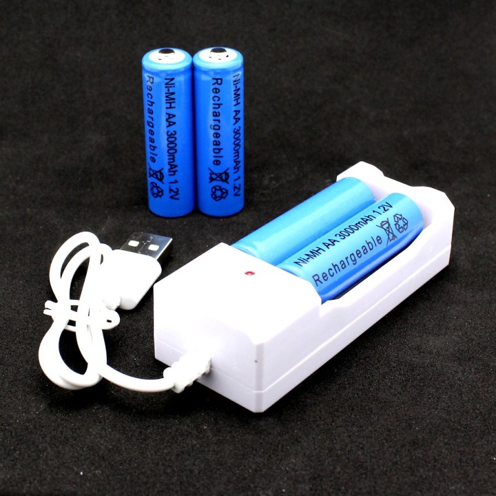 Rechargeable AA Batteries + Charger