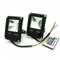 2 Pack - 10W RGB Waterproof LED Flood Lights By Remote Controller, LED Security Light for Outdoor & Indoor Usage