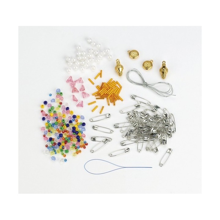 Safety Pin Charm & Bead Bracelet