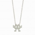 Silver Plated Space Invader Robot Necklace