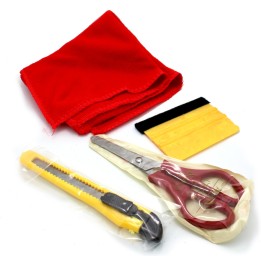 Vinyl Application Tool Set Including Felt Squeegee, Utility Knife, Microfiber Towel and Scissors