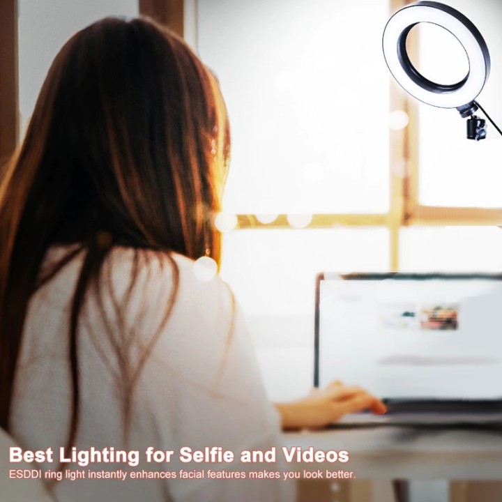 6 Inch LED Light Ring Dimmable Selfie Zoom Live Video Stream USB 