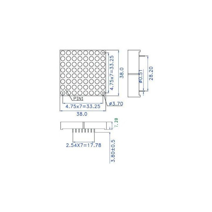 Red LED Matrix Panel - Small 8x8