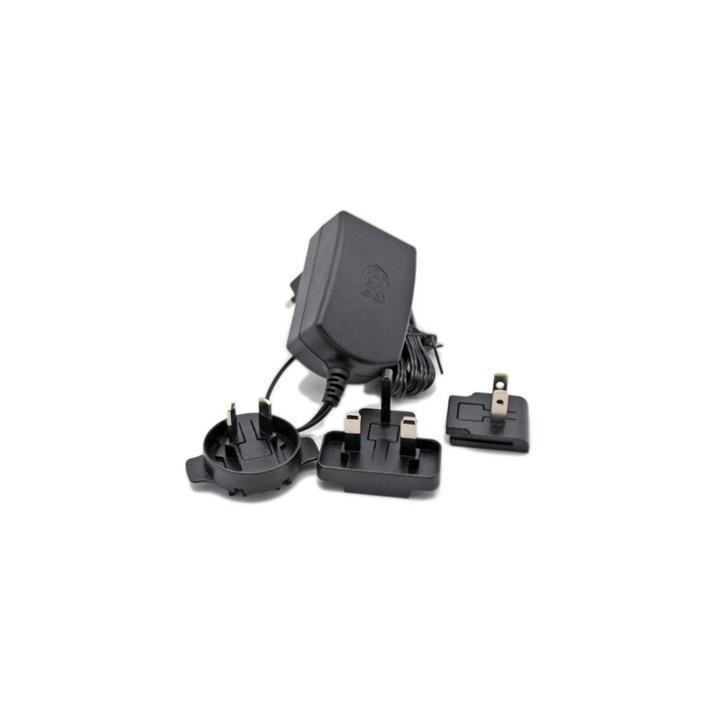 Raspberry Pi Official Black Multi Plugs In (AU EU UK US) Travel Adapter with MicroUSB Connector 5.1V 2.5A 13W