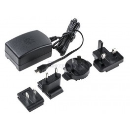 Raspberry Pi Official Black Multi Plugs In (AU EU UK US) Travel Adapter with MicroUSB Connector 5.1V 2.5A 13W